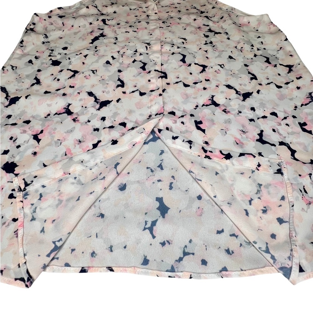 Alice Collection Floral Watercolor Chiffon Sleeveless Blouse White Pink Small S - Picture 12 of 13